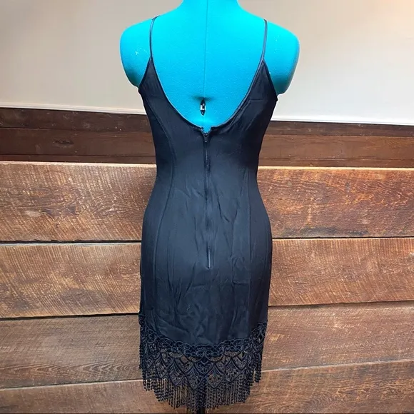 Vintage 90’s Cocktail Dress w/ Hourglass Silhouette &amp; Bohemian Flapper Fringe