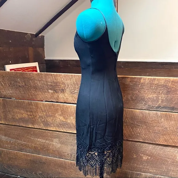 Vintage 90’s Cocktail Dress w/ Hourglass Silhouette &amp; Bohemian Flapper Fringe