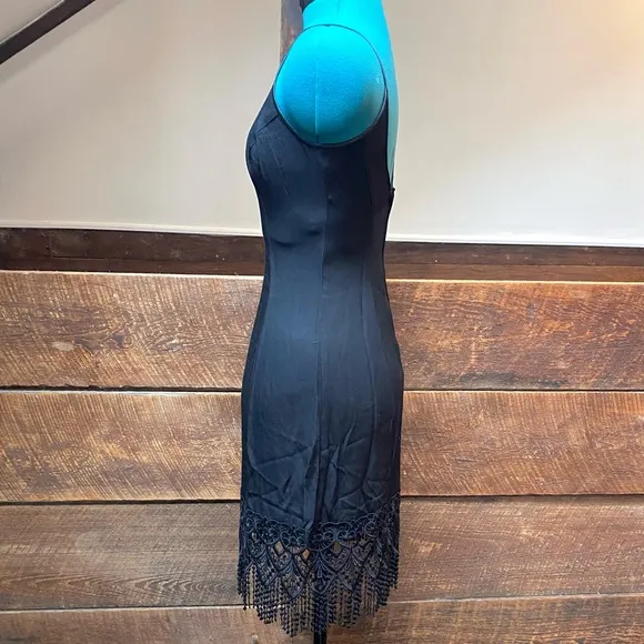 Vintage 90’s Cocktail Dress w/ Hourglass Silhouette &amp; Bohemian Flapper Fringe