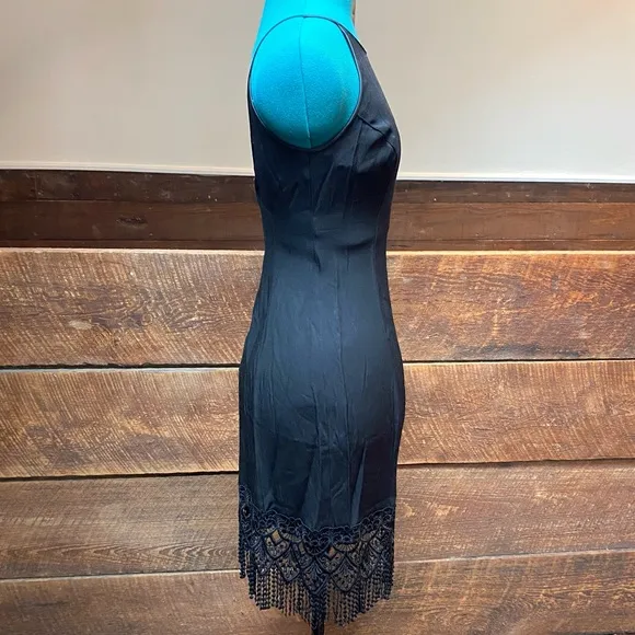 Vintage 90’s Cocktail Dress w/ Hourglass Silhouette &amp; Bohemian Flapper Fringe