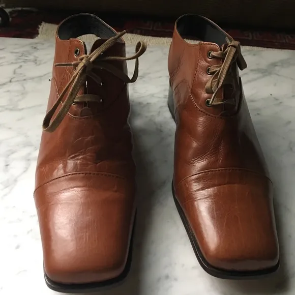 Vintage 90s Cut Out Italian Leather Booties