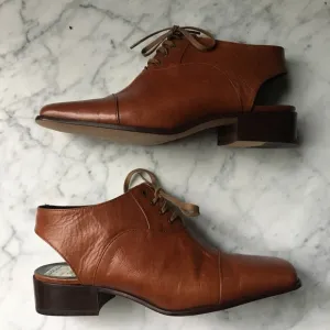 Vintage 90s Cut Out Italian Leather Booties
