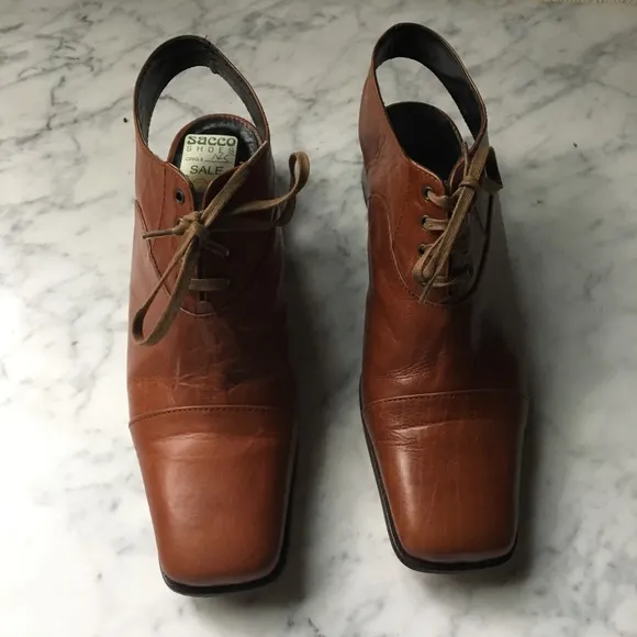 Vintage 90s Cut Out Italian Leather Booties