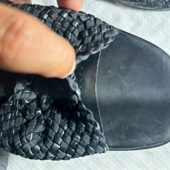 Vintage 90s Salvatore Ferragamo Black Woven Slide Sandals