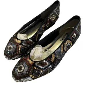 Vintage 90s sequined flats shoes by Shell Kepler