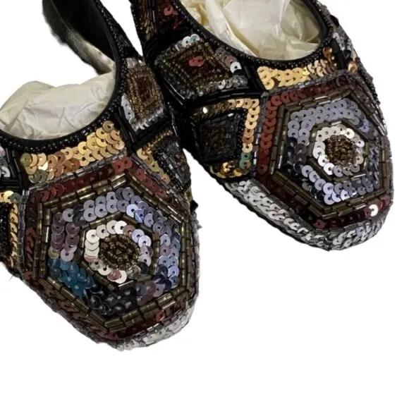 Vintage 90s sequined flats shoes by Shell Kepler