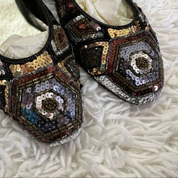 Vintage 90s sequined flats shoes by Shell Kepler