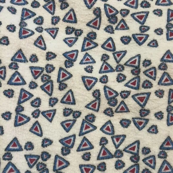 Vintage 90s Weathered Blues Patchwork Aztec Denim Full Zip Jean Jacket - Large