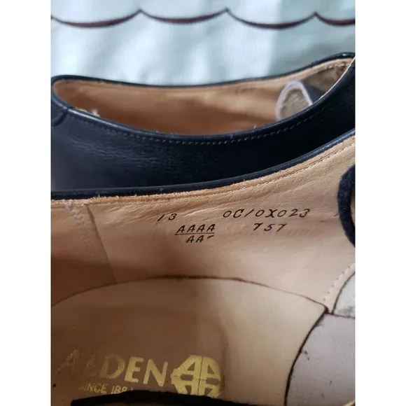 Vintage ALDEN 757 Mens Size 13 Handmade In The USA Black Shoes AAAA/AA