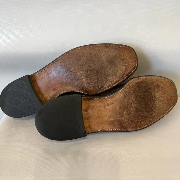 Vintage Allen Edmonds Nassau Brown Leather Shark Skin Wingtip Shoes