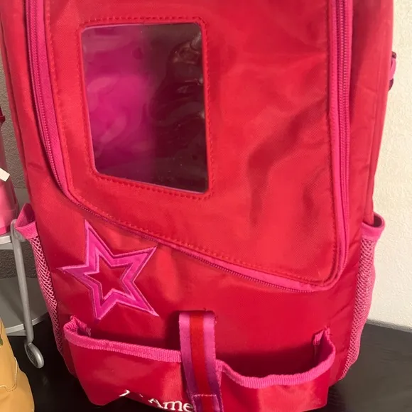 Vintage American Girl Carrying Backpack w/ Clothing and Shoe lot.