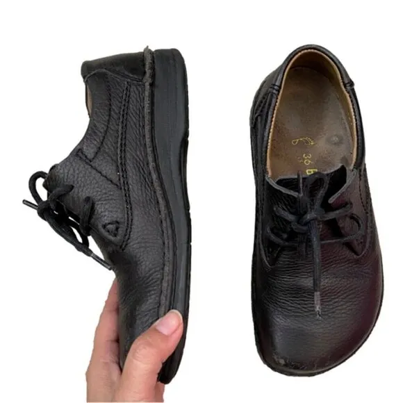 Vintage Birkenstock Black Memphis Leather Oxford Shoes - 36EU / 6-6.5&quot; 🇩🇪