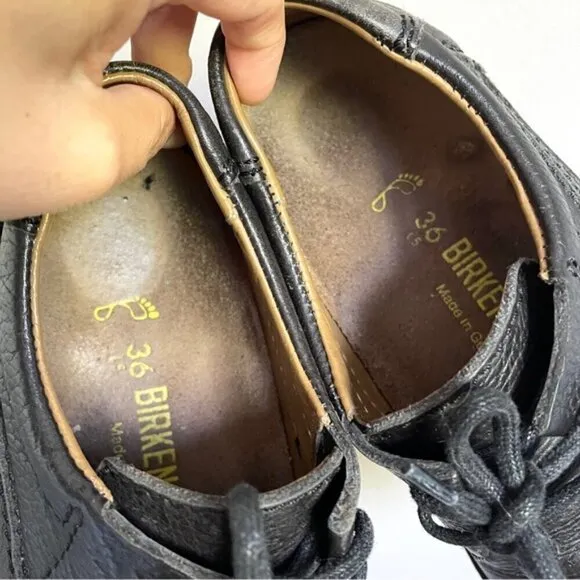 Vintage Birkenstock Black Memphis Leather Oxford Shoes - 36EU / 6-6.5&quot; 🇩🇪