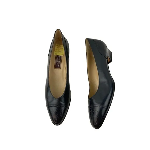*Vintage Cole Haan Tensile Air  Cap Toe Pumps Size 10AA Blue Classic Navy Italy