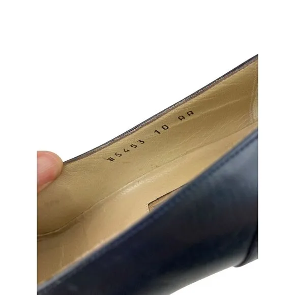 *Vintage Cole Haan Tensile Air  Cap Toe Pumps Size 10AA Blue Classic Navy Italy
