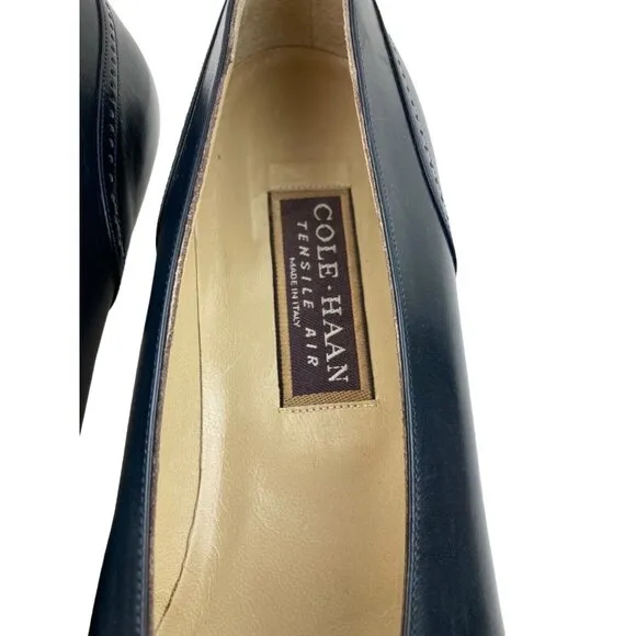 *Vintage Cole Haan Tensile Air  Cap Toe Pumps Size 10AA Blue Classic Navy Italy