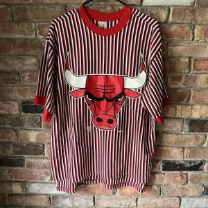 Vintage Competitor Chicago Bulls Pinstripe USA Basketball T Shirt Size L