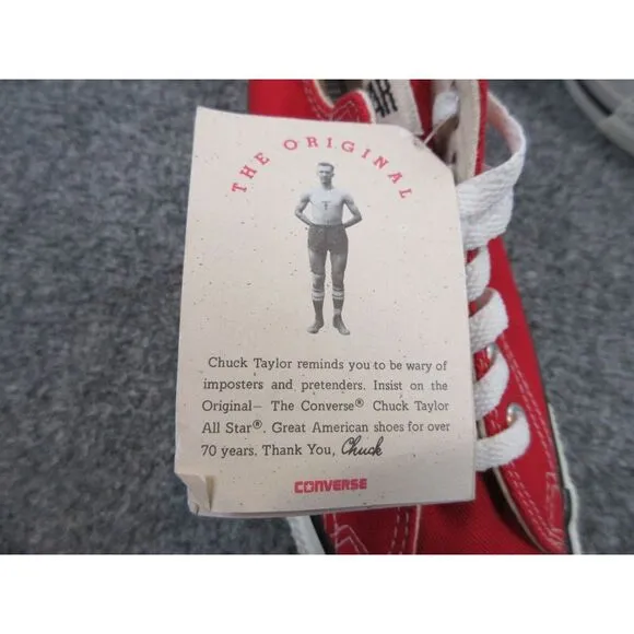 VINTAGE Converse Chuck Taylor Shoes Girls 4 1/2‎ Red Sneakers Low Top Lace Up