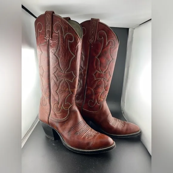 VINTAGE DAN POST COWBOY WESTERN BOOTS SZ 7.5 A  MADE IN USA​​​​​​​​​​​​​​​​