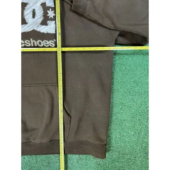 Vintage DC Shoes Y2K Distressed Brown Pullover Hoodie Sweatshirt Men's Sz XXL