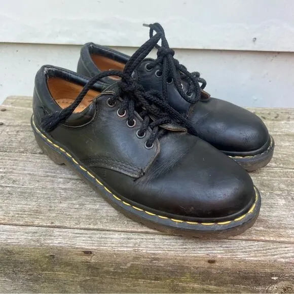 Vintage Doc Dr Martens 5 eye Black Oxford Chunk Shoes UK9 made in England