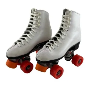 Vintage Dominion Canada Roller Skates Youth Size 9 White Boot/Lace Esprit Wheels