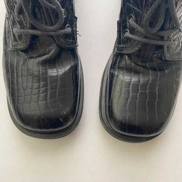 Vintage Dr. Martens Square Toe Embossed Black Boots Shoes