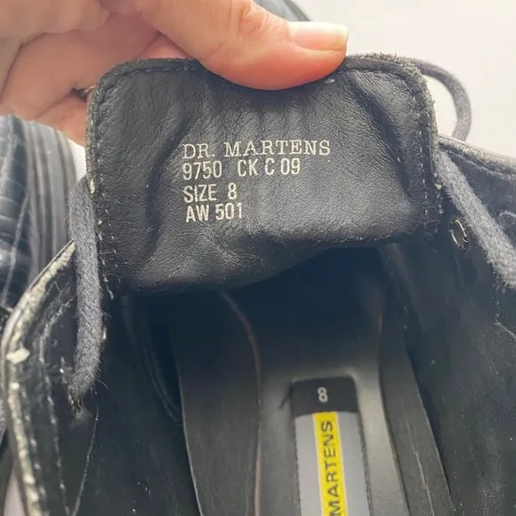 Vintage Dr. Martens Square Toe Embossed Black Boots Shoes