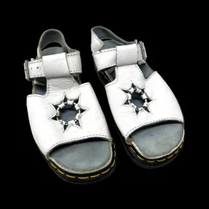 Vintage Dr Martens White T Strap Buckle Star Ring Cut-Out Sandals Size 8 FLAW