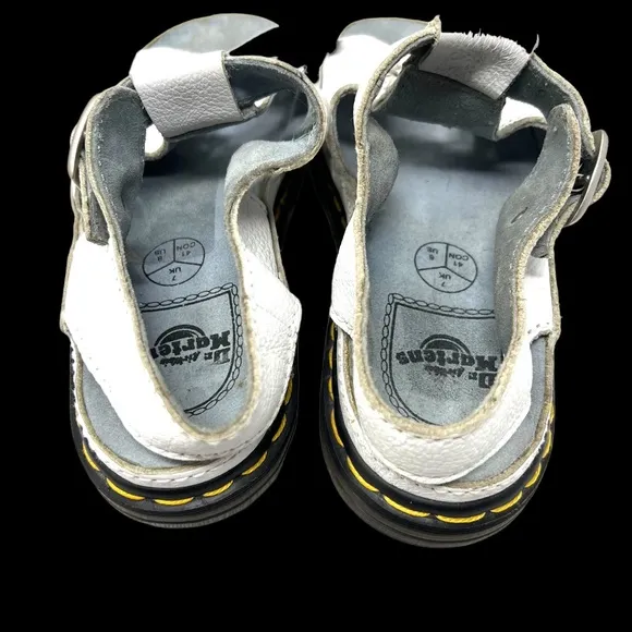 Vintage Dr Martens White T Strap Buckle Star Ring Cut-Out Sandals Size 8 FLAW