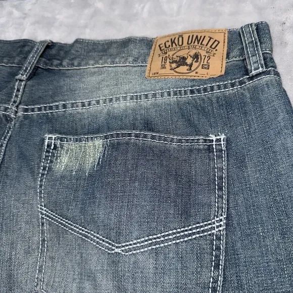 Vintage ECKO UNLTD Mens Size 40 Blue Denim Baggy Jeans Skater Grunge Y2K Hip Hop