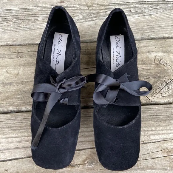 Vintage Elsé Anita Genuine Leather Suede Ribbon Lace Up Shoes Women's Size 8
