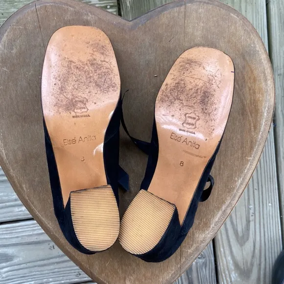 Vintage Elsé Anita Genuine Leather Suede Ribbon Lace Up Shoes Women's Size 8