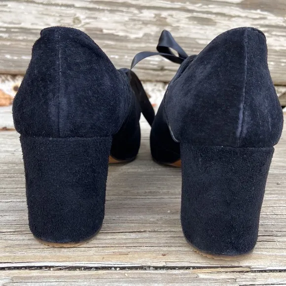 Vintage Elsé Anita Genuine Leather Suede Ribbon Lace Up Shoes Women's Size 8