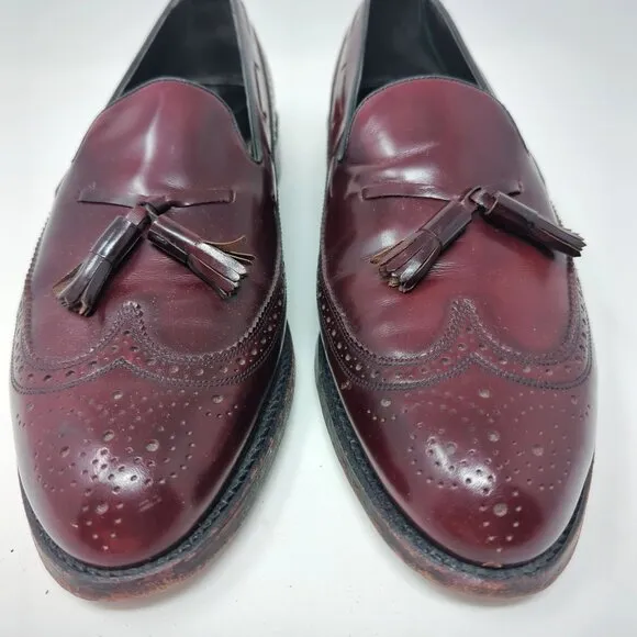 Vintage Florsheim Loafers Shoes 11 Red Tassel Wingtip