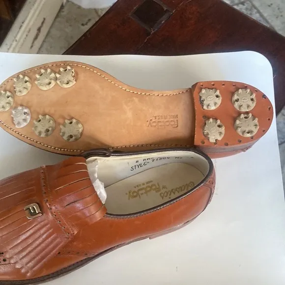 Vintage  FootJoy 21st Century Tassel Golf Spikes Brown Shoes size 8