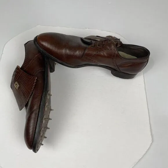 Vintage FootJoy Classic Golf Shoes Brown Leather Size 15 AAA 23354D