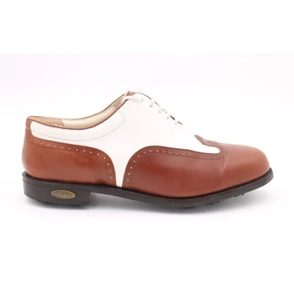Vintage FootJoy Classics Women's Brown/White Leather Wingtip Golf Shoes Sz 8.5D