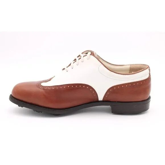Vintage FootJoy Classics Women's Brown/White Leather Wingtip Golf Shoes Sz 8.5D