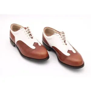 Vintage FootJoy Classics Women's Brown/White Leather Wingtip Golf Shoes Sz 8.5D