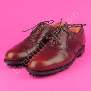 Vintage FootJoy Pebble Grain Plain Toe Oxford Golf Shoes in Brown Size 1…