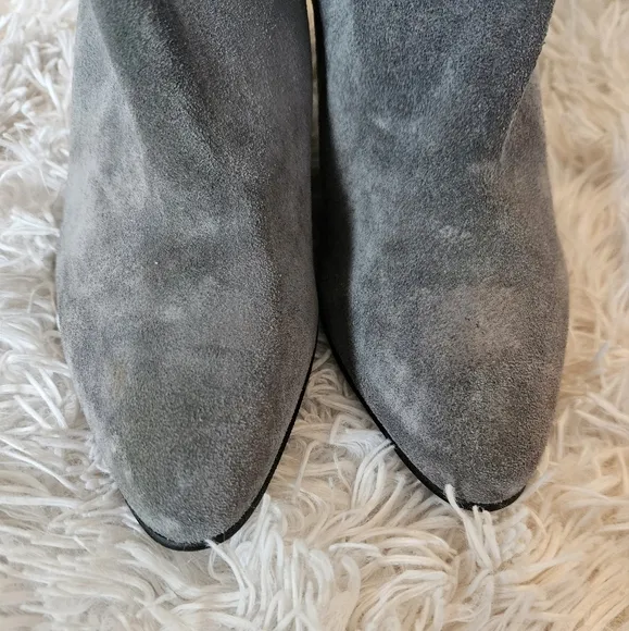 Vintage Gray Leather/Suede Kitten heeled boots