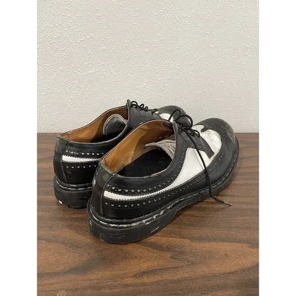 Vintage GRIPFAST DERBY WINGTIP Size 11 PUNK ROCK GOTH Blk Wht Shoes Vintage 90s