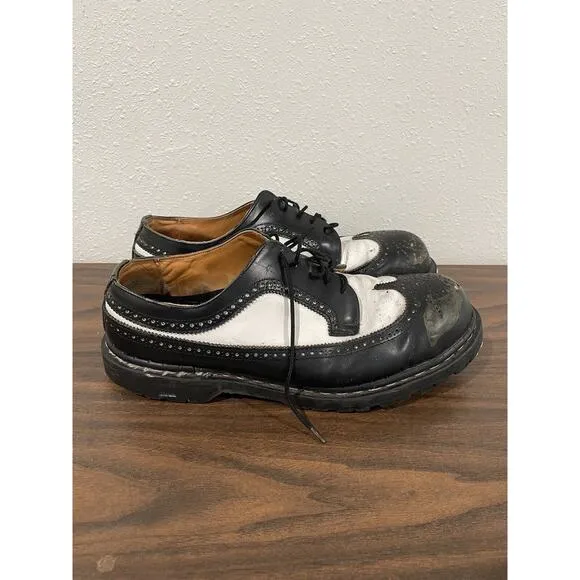 Vintage GRIPFAST DERBY WINGTIP Size 11 PUNK ROCK GOTH Blk Wht Shoes Vintage 90s