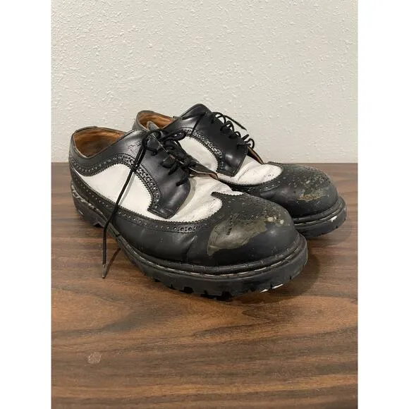 Vintage GRIPFAST DERBY WINGTIP Size 11 PUNK ROCK GOTH Blk Wht Shoes Vintage 90s