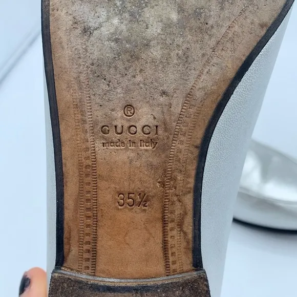 VINTAGE GUCCI LOAFER SILVER SHOES 35.5