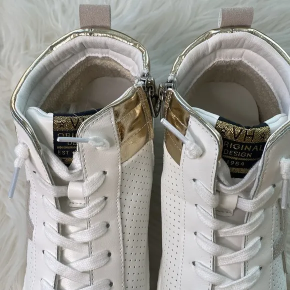 Vintage Havana Val High White/Gold/Silver Glitter High Top Shoes size 8.5