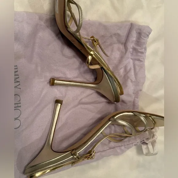 VINTAGE Jimmy Choo Strappy Sandal Gold and Silver