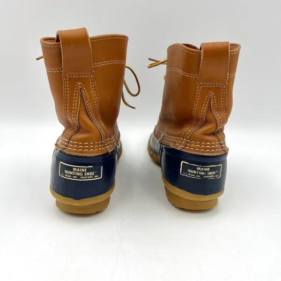 Vintage LL Bean Duck Toe Boots Blue Maine Hunting Shoe Leather