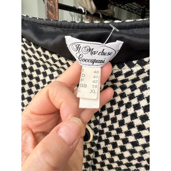 Vintage made in Italy houndstooth wool skirt sz Xl